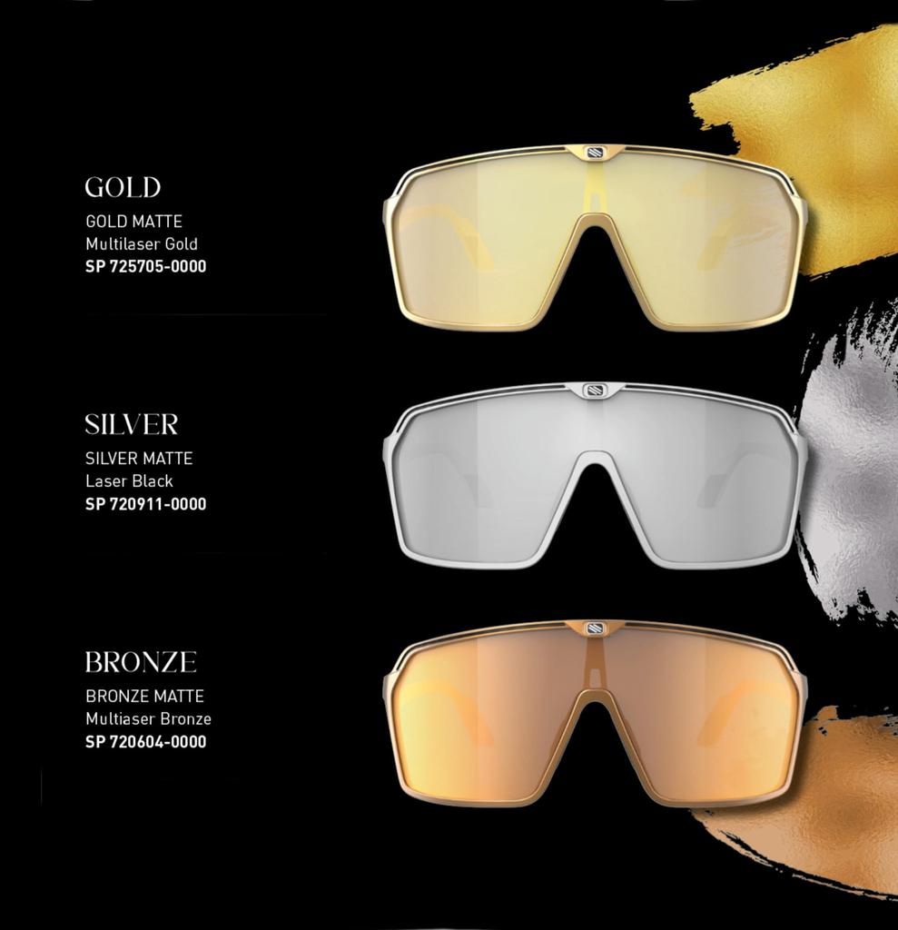 Sunglasses Spinshield Podium Collection Gold Matte Multi Laser Gold 26g Lens 147mm Temple 125mm 61mm 5 Curve Lens [RUDYPROJECT] - Weight - Width -