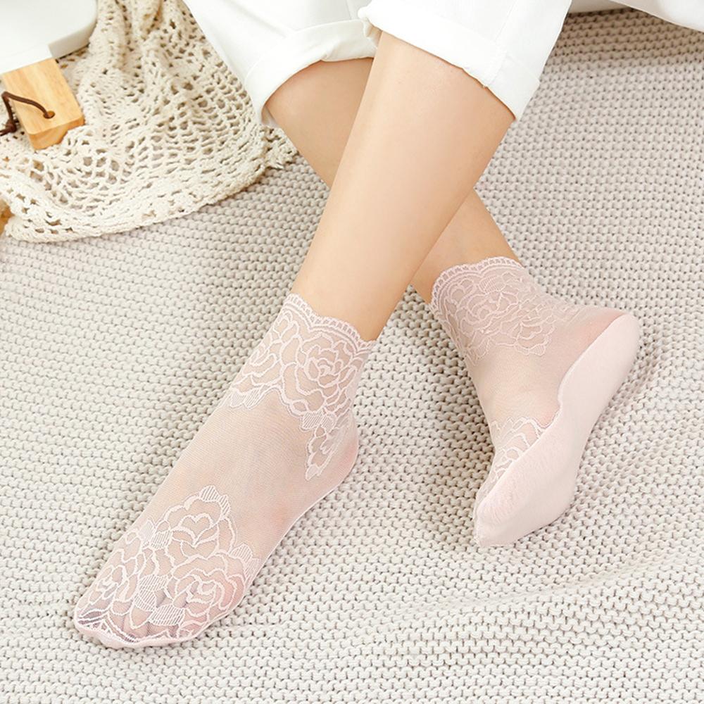 Sommer Damen Spitze Socken Blume Aushöhlen Strümpfe Atmungsaktiv Kühl Mesh Socken Für Weiblich Dünne Transparente Fußsocken Knöchelsocken