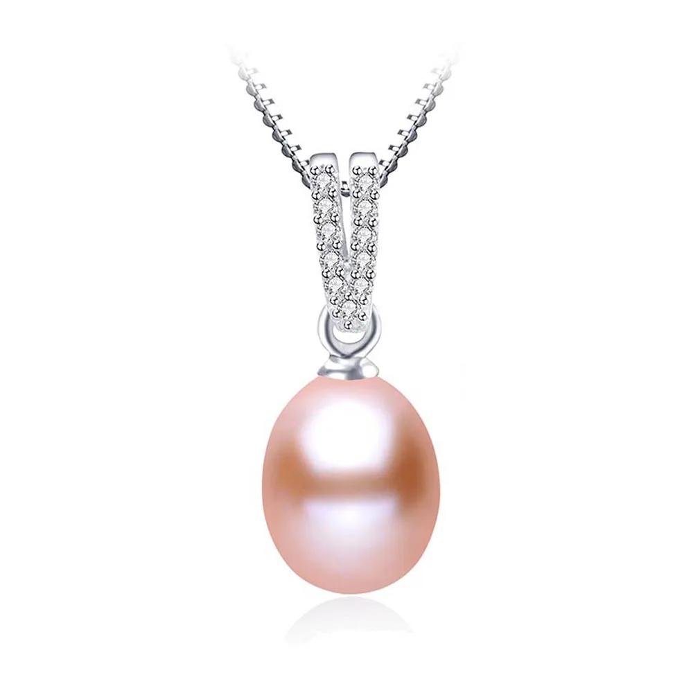 AAA Zircon 100% Natural Freshwater Pearl Pendants For Women Elegant Silver 925 Necklace 45cm Fine Jewelry(No Chain)