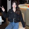 Real Shot Fashionable Women's Black Wool Xiang-Style Loose Short Jacket - Spring/Autumn Socialite Wear