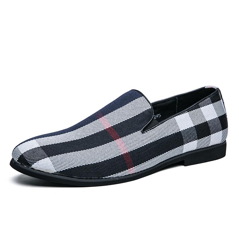 New Mens Dress Shoes Stripe Patchwork Leather Shoe Fashion Handmade Wedding Party Shoes Men Loafers Oxford Shoes Men Big Size
