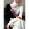 Women's Cheongsam Collar Long-sleeved T-shirt, Made of Polyester Knitted Fabric, Regular Version, Suitable for All Seasons