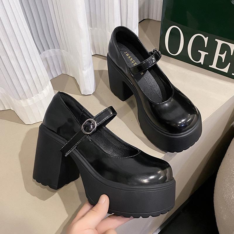 2023 Women's Retro Mary Jane Chunky Heel Leather Shoes - Height Boosting French Fashion