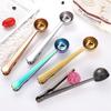 Gold Silver Multifunction Kitchen Supplies Coffee Scoop With Clip Stainless Steel Tea Measuring Cup Scoop Spoons