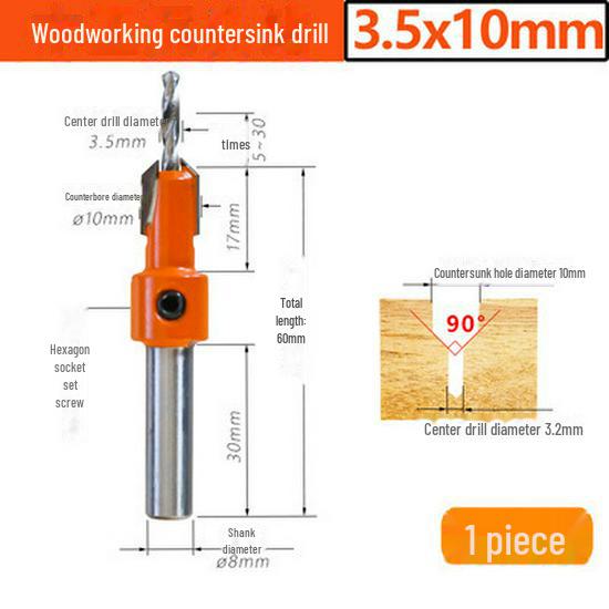 Woodworking Countersink Drill with Alloy Cone Head for Screw Installation, Step Drill for Salad Drill.