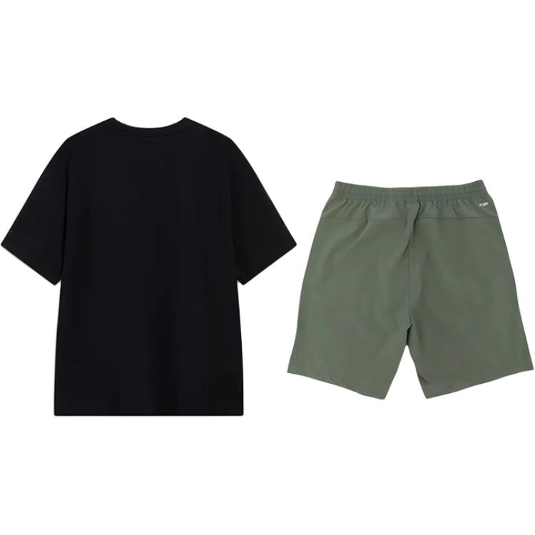 Li Ning Round Neck Pullover Cartoon Logo Letter Print Fashion Versatile Comfortable Casual Sports Suit Unisex suit AHSU805-1+YKSV147-1