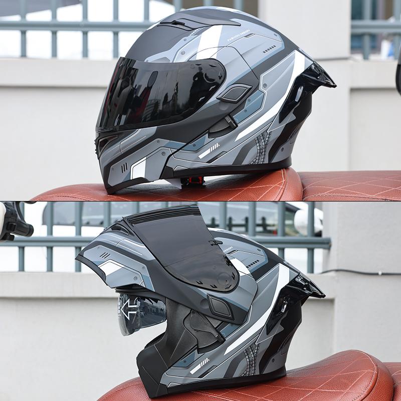 DOT Certified Modular Motorcycle Helmet Double Visor Design Men Women All Season High Strength ABS Comfortable Riding Helmet