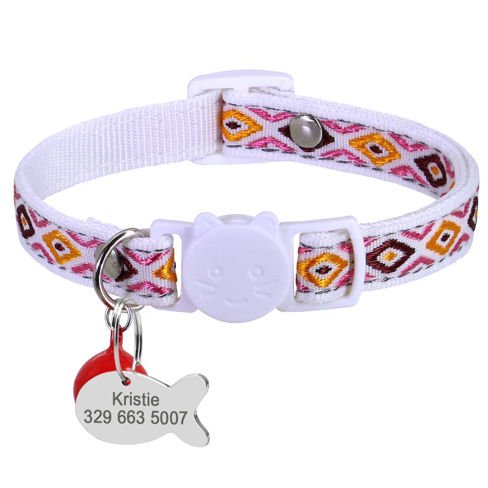 11 Colors Quick Release Cat Collar Personalized Safety Cat Collars Necklace Free Engraved ID Tag Nameplate With Cute Bell Gift