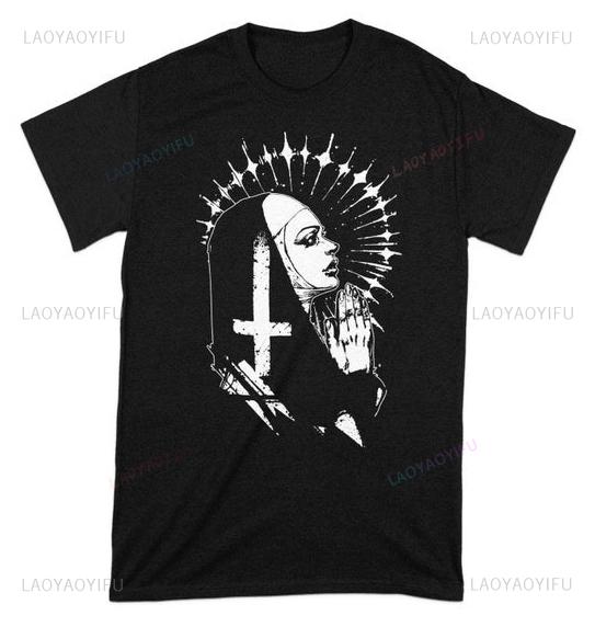 The Nun Pray for Me Unholy Nun Shirt Unisex Unique Printed TShirt Ventilate Aesthetic Shortsleev Casual Harajuku Tshirt Tops