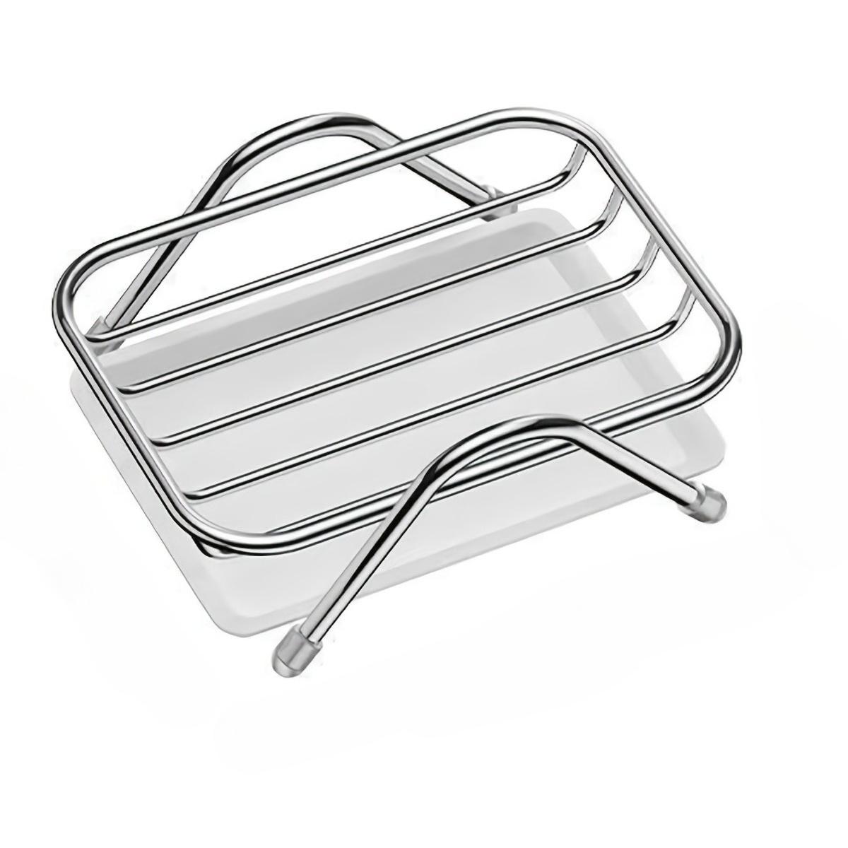

1pc Stainless Steel Soap Holder with Removable Drain Tray, Rustproof Bar Soap Dish for Bathroom & Kitchen,with Non-Slip Feet серебряный