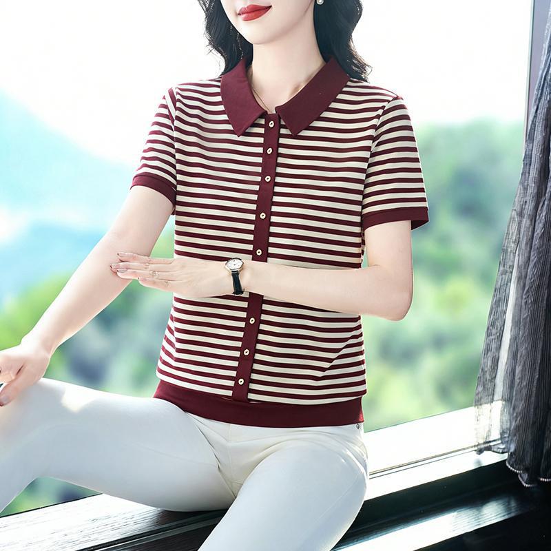 

2026 Women s Short-Sleeve Breathable Polo Shirt - Slimming, Loose Fit with Lapel Collar 2XL (120-130 lbs)