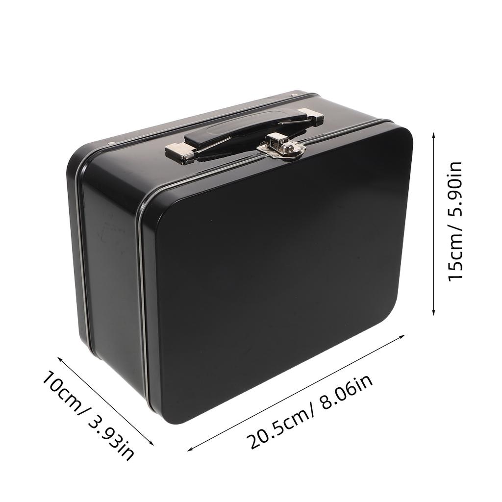 Portable Lunch Tin Box Sturdy Tinplate Construction with Handle Hinged Lid Buckle Latch Leakproof Storage for Food Crafts