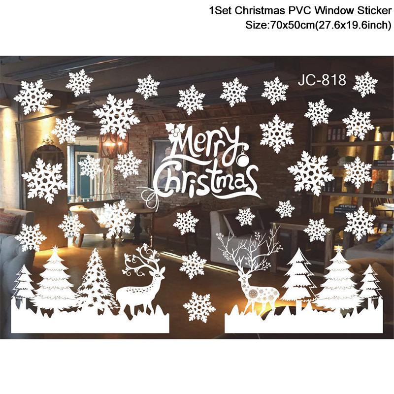 Christmas Window Stickers Santa Claus Snowflake DIY Wall Decal 2026 Christmas Decorations For Home New Year Ornaments Gift 2026