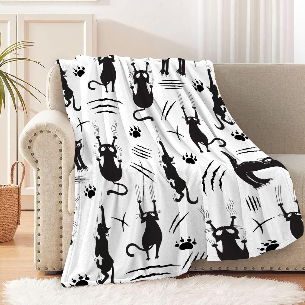 Cartoon cats and dogs digital-printed polyester Bedroom velvet flannel soft sofa cover blanket Fleece soft sofa cover blankets