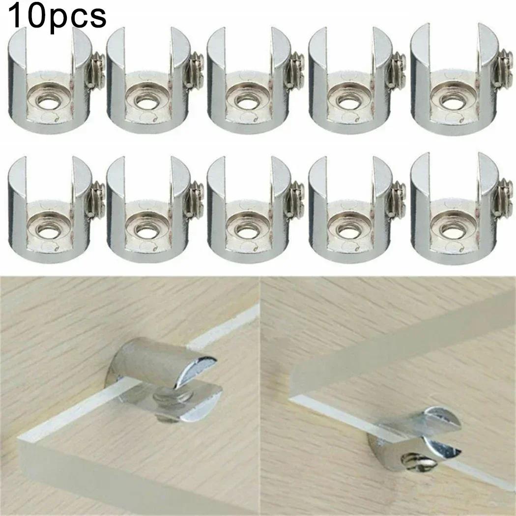 

10 шт. кронштейны для крепления стеклянной полки, держатель для зеркала в ванной, мебельные кронштейны из ламинированной доски для стекла толщиной 6-12 мм 8-10mm