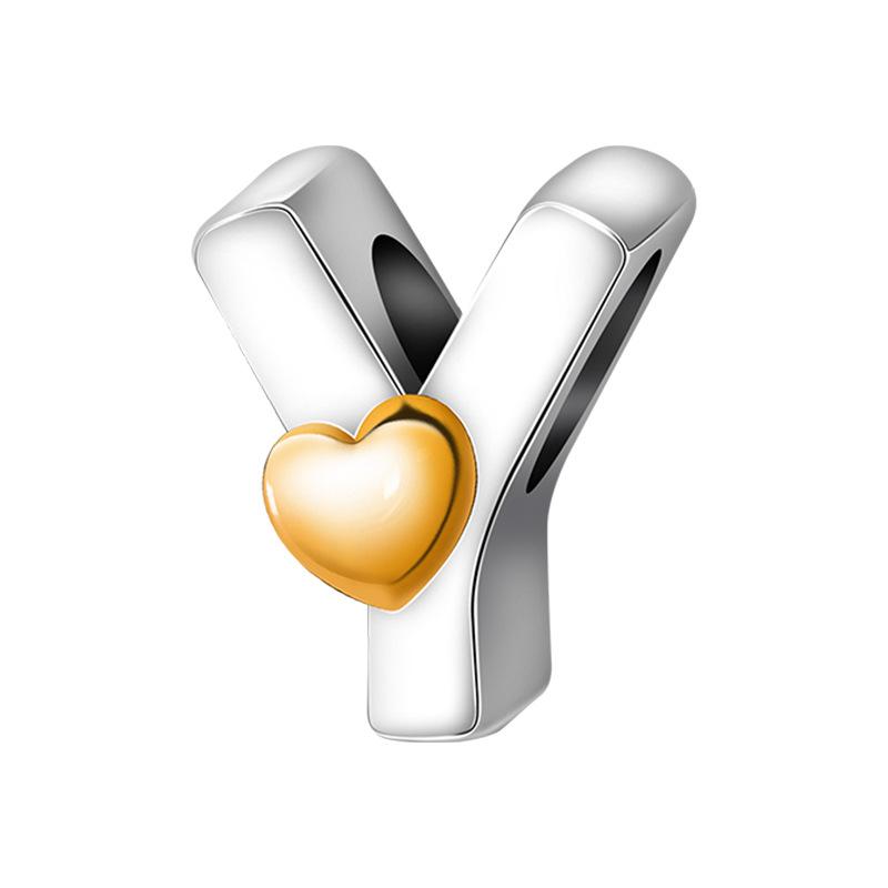 Alphabet Letter A Charm Pendant with Heart Accent for Bracelets Necklaces DIY Jewelry Making Accessories Compatible with Major Brands
