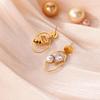 Stainless Steel Geometric Artificial Pearl Earrings 18K Gold-plated Anti Fading Earring for Women Vacation Wedding Jewelry Gifts
