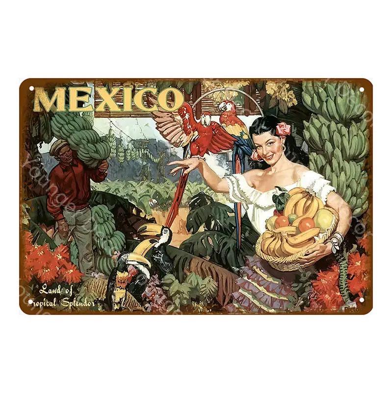 Tourism Metal Signs Travel Cities Country Plate Mexico Tokyo Poster Vintage Plaque Souvenirs Festival Gift Home Room Decor YJ020