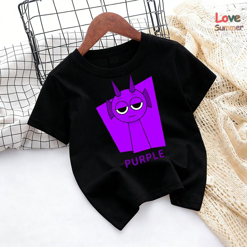 Camiseta casual de manga corta Sprunki de verano para niños de 4 a 14 años, top cómodo para niños, adecuado como regalo para niños y niñas