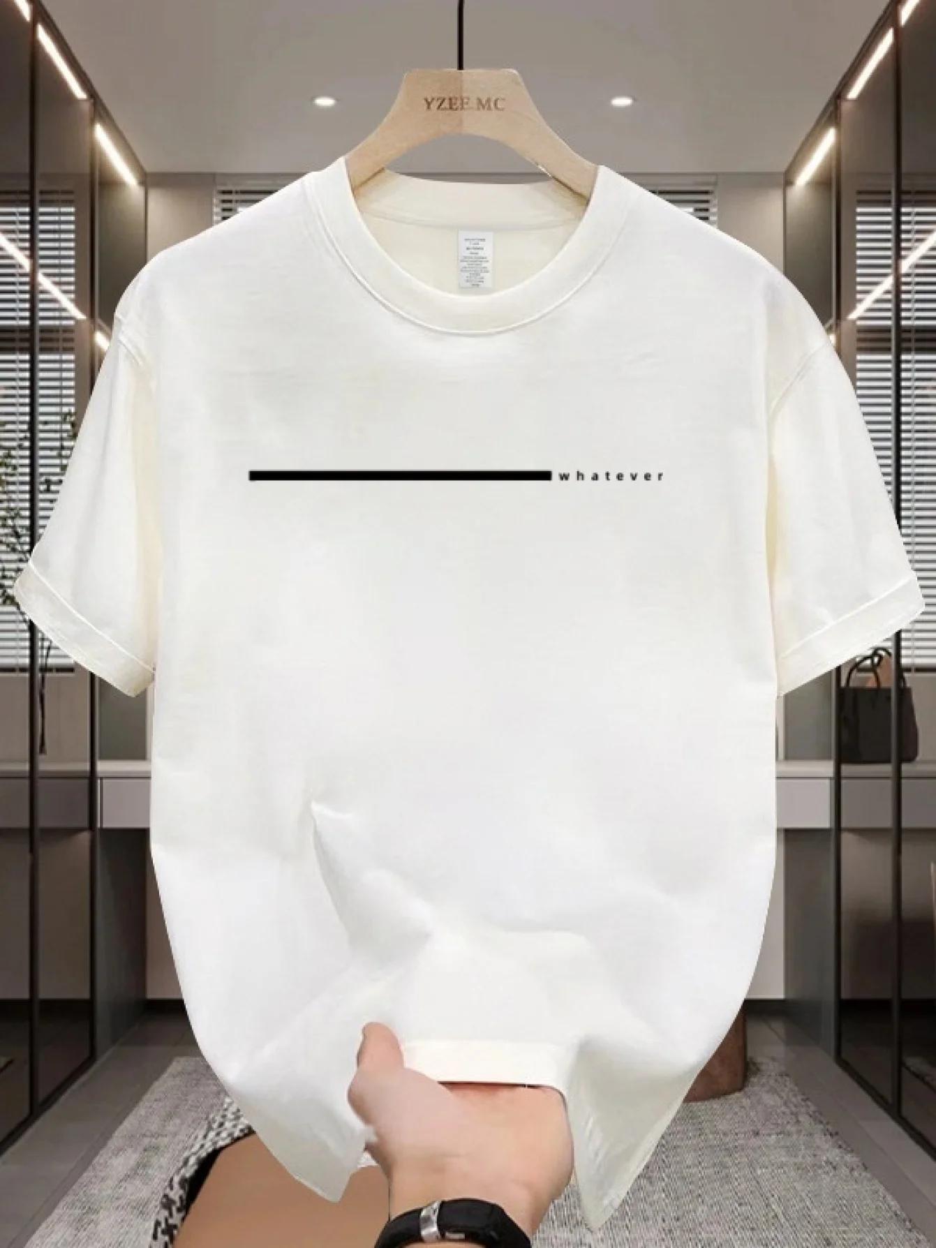 Men s  Whatever  Line Graphic Tee Minimalist Cotton Casual T-shirt S разноцветный
