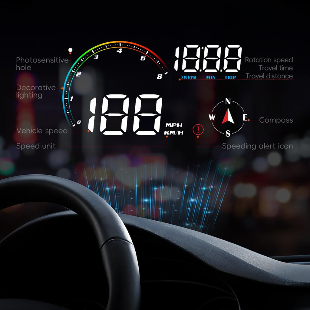 M24 GPS+OBD Car Head Up Display On Computer Speedometer Voltmeter RPM Fuel Level Water Temp Compass Car Accessories With Alarm