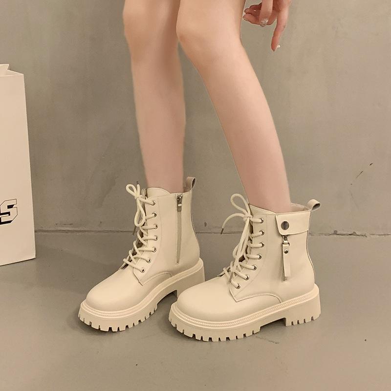 Mode Plateau Martin Stiefel Damen vielseitige Stiefel 2025 Herbst und Winter neu Britischer Wind Lokomotive Einzelstiefel Kurzstiefel