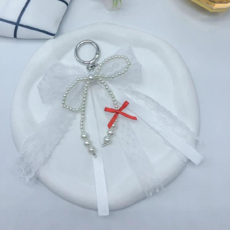 Fashionable Pearls Lace And Bows Jewelry Alloy Keyring Fashion Keychain Bag Pendant Adds Charm To Outfits For Women