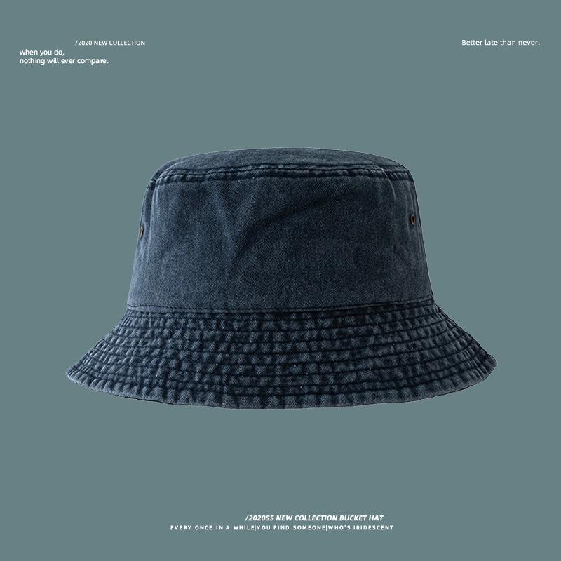 Washed denim bucket hat sun hat women's fashion spring and summer sun protection outdoor face small big brim tide basin hat
