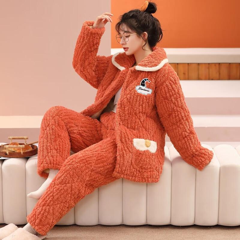 Yu Zhaolin Women s Warm Coral Fleece Pajama Set XXL
