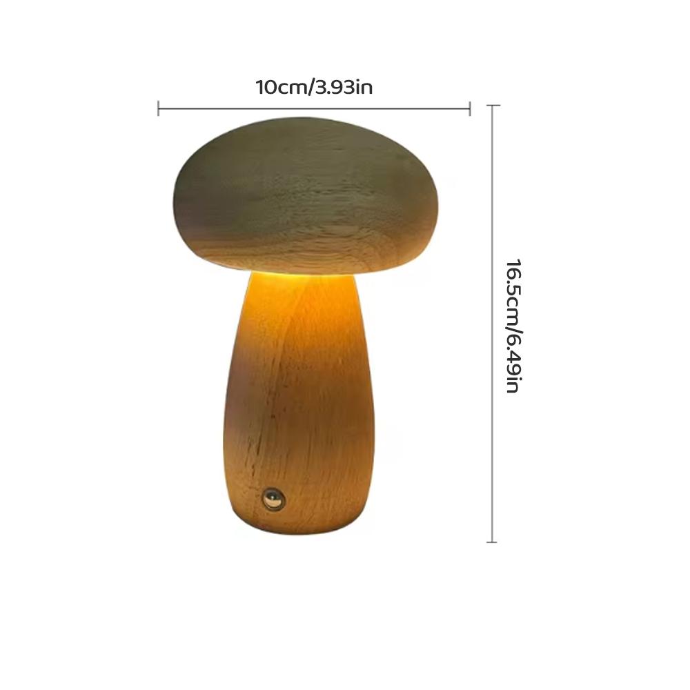 INS Wooden Creative Mushroom Night Light Stepless Dimming Bedside Table Lamp 3 Color Rechargeable Sleeping Nightlights For Room