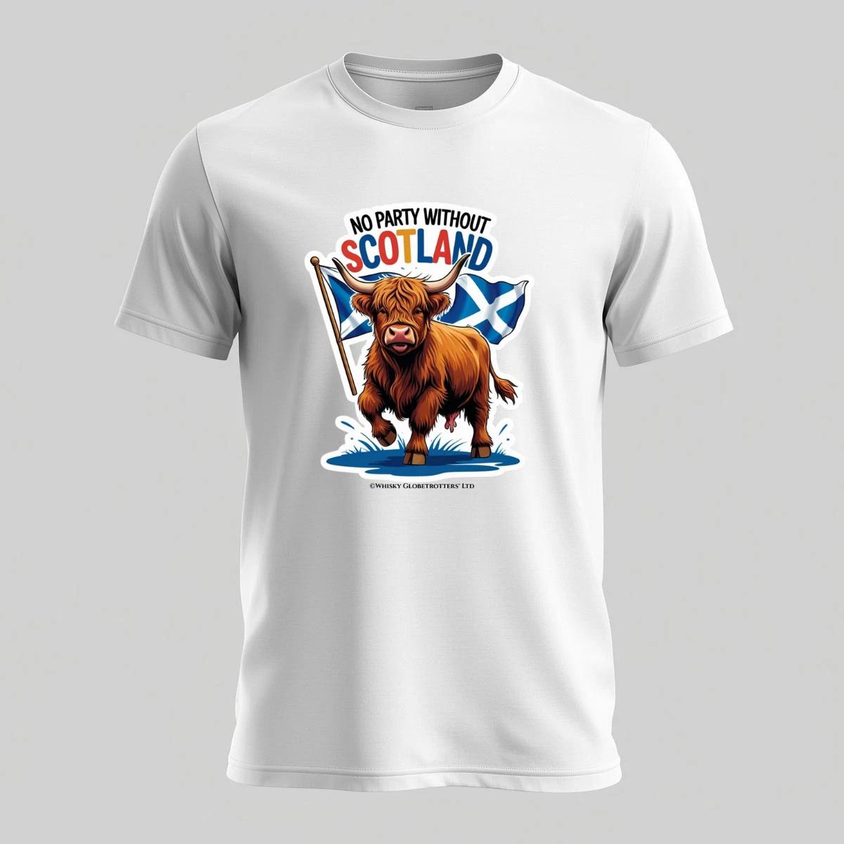 Highland Cow T-Shirt – No Party Without Scotland S