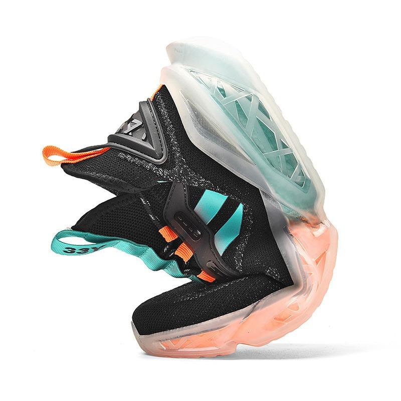 Men's Shoes New Jelly Sole Soft Sole Fly-woven Mesh High-top Casual Shoes Large Size Men's Sports Shoes