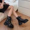 Women's Rivet Chain Design Short Boots Gothic Shoes Street Fashion Lady Rock Boots Metal Decor Punk Style Women Shoes