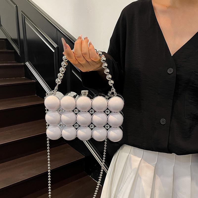 Acrylic egg box bag, European and American candy color dinner bag  new little fresh girl versatile chain bag