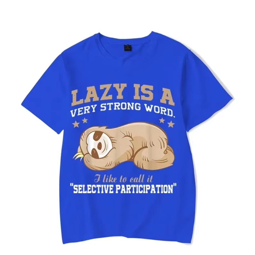 Funny Lazy Sloth Men's T-shirts Lazy Is A Very Strong Word Graphic Tee Shirt Men Short Sleeve Tshirt Top Vintage Hip Hop T Shirt