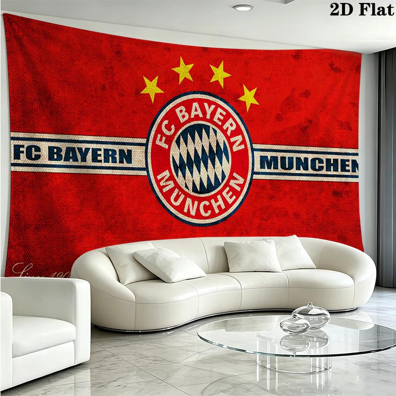 FC Bayern Munich Logo Wall Tapestry Aesthetic Wall Hanging Printed Fabric Blanket Decorative Tapestries for Bedroom Living Room Home Decor