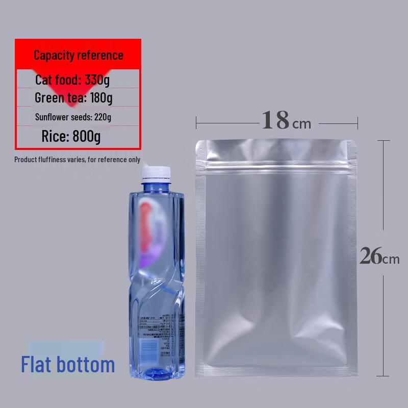 Thickened Aluminum Foil Zipper Bag: Flat Bottom, Moisture & Light-Proof, Self-Sealing for Tea & Food Storage