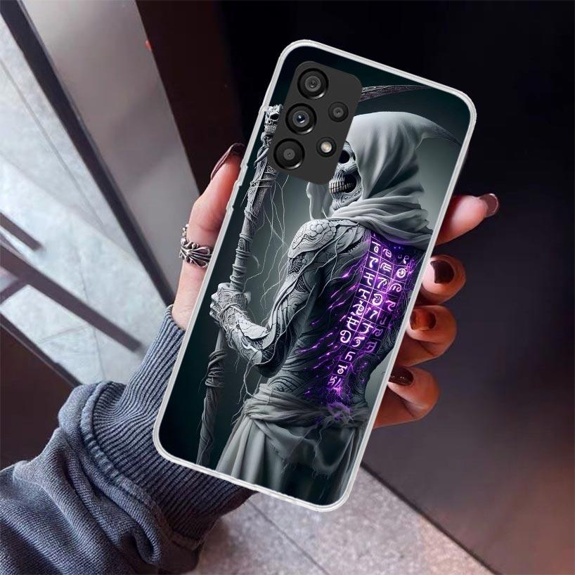 Death Grim Reaper Skull Scythe Phone Case For Samsung Galaxy A12 A52S A42 A32 A22 A51 A50 Note 20 Ultra 10 S10 Plus A71 A70 A31