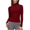 Women's Casual Long-Sleeve Semi-Turtleneck Fitted Stretch T-Shirt