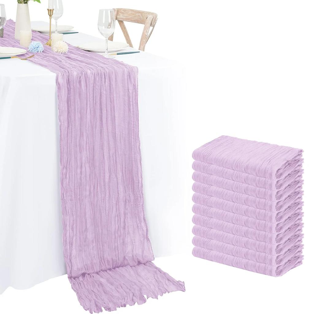 Set of 10 Gauze Wedding Table Runner 40x275cm Cream Semi-Sheer Cheesecloth Christmas Dining Party Arches Cake Table Decor