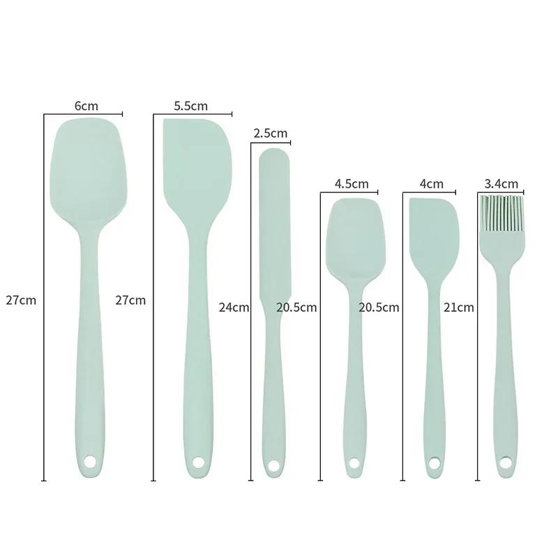 6-delat set med silikonspatlar Livsmedelsgodkända Non-Stick Värmebeständiga Spatlar Vändare Gräddblandningssked för Matlagning Bakverktyg