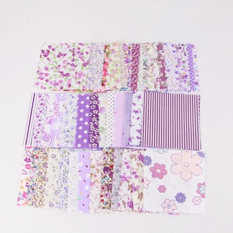 40 Pieces/Set Precuts Fabric 6.5x50CM Quilt Sewing DIY Jelly Rolls Purple Style Plain Weave Cotton Strip