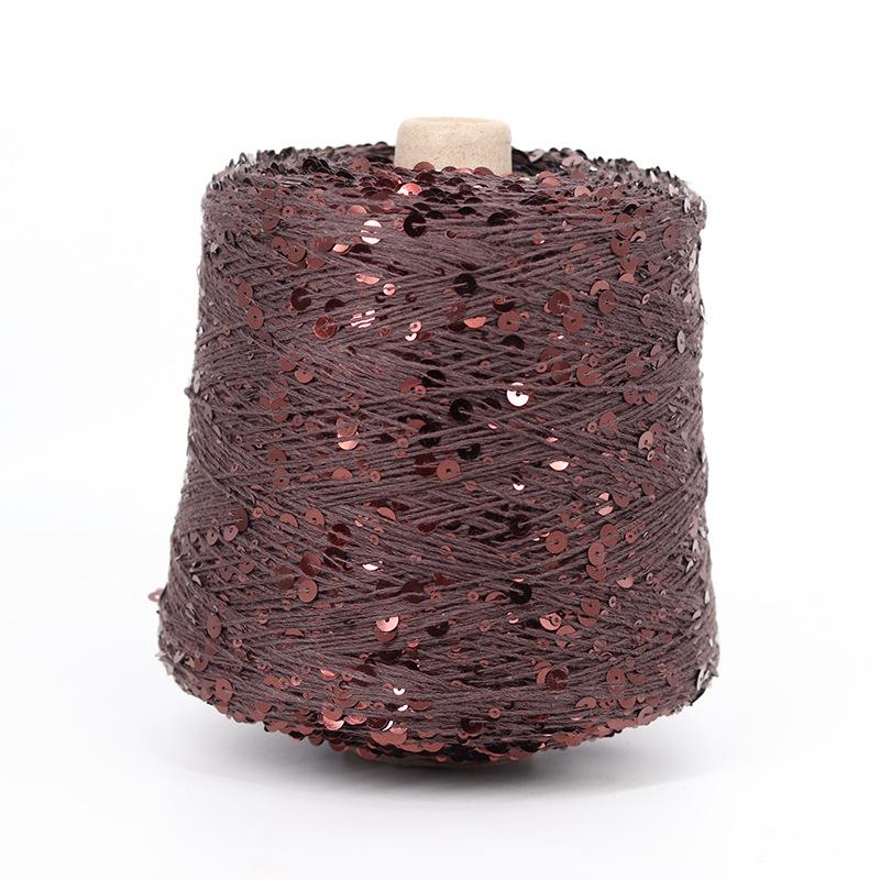 Hand-Knitted Bright Cotton Yarn with Sequins, 3MM+6MM, Combed and Fancy