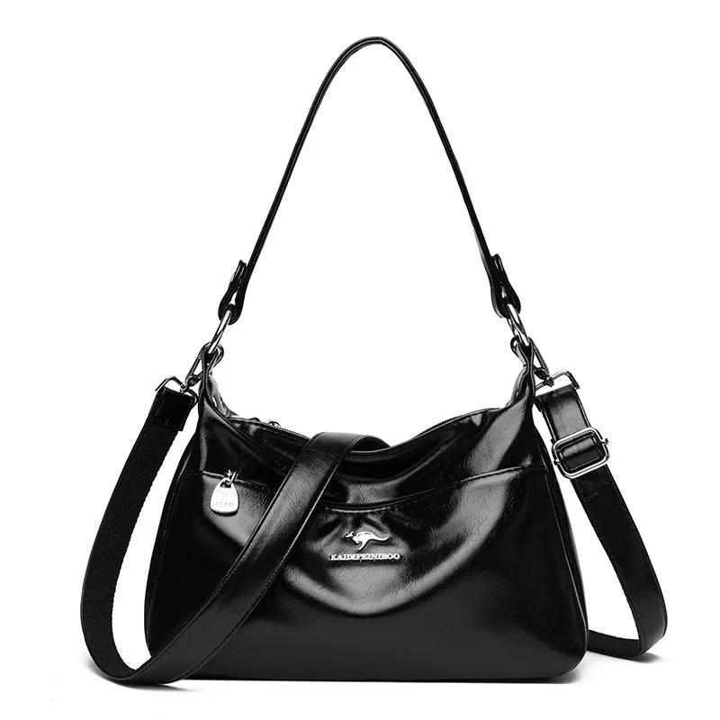 New Vintage Luxury Women's Bag Solid Color Fashionable Bags Shoulder Bags High Quality Oil Leather Tote Bags Wallet Bag