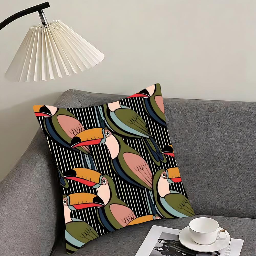 Toucan Fashion Cushion Cover Pillowcase Ultra Soft Skin Friendly Fabric Cloud Like Comfort & Concealed Zipper