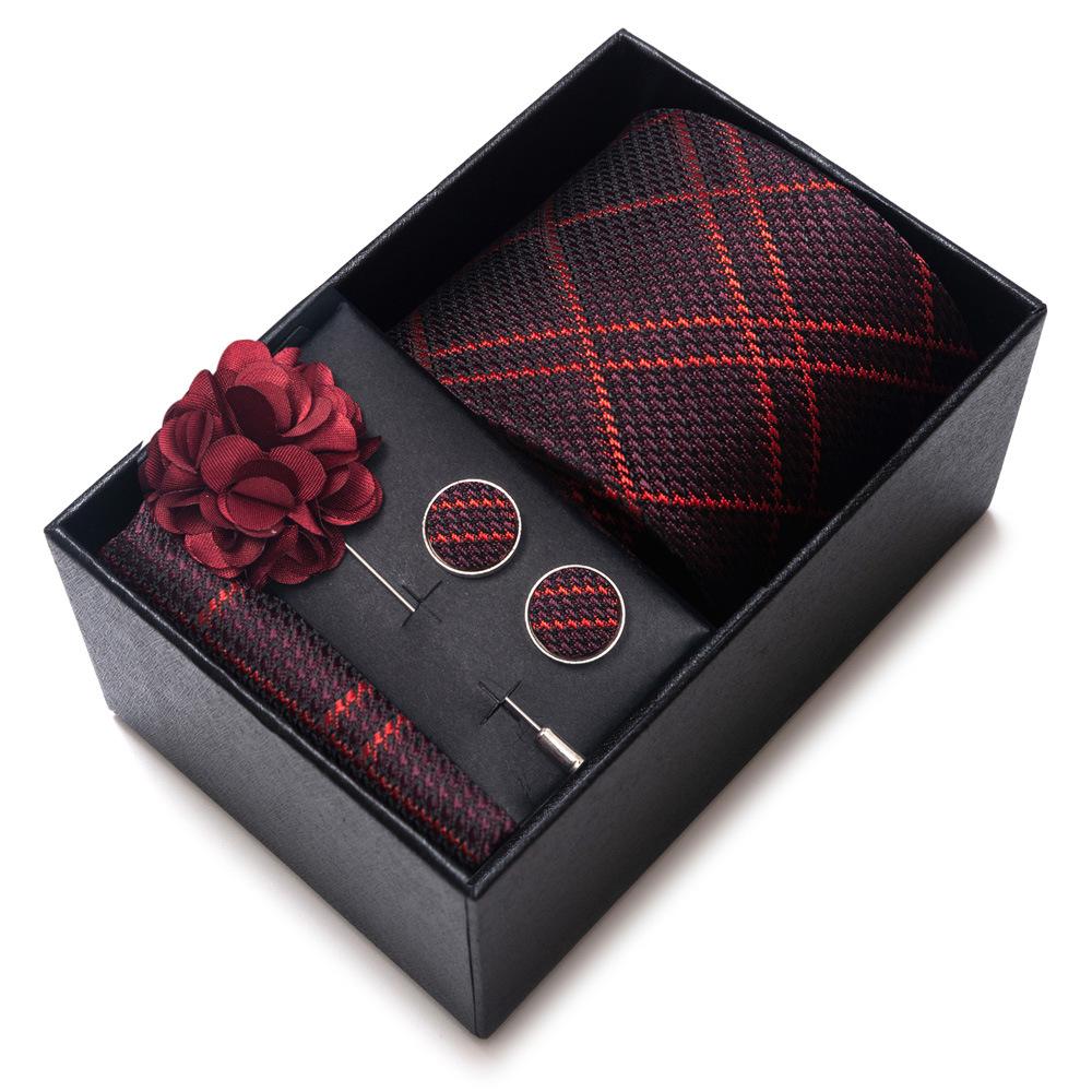 Tie Men'S Suit Accessories Cufflinks Square Scarf Corsage Tie Premium Suit Gift Box Packaging