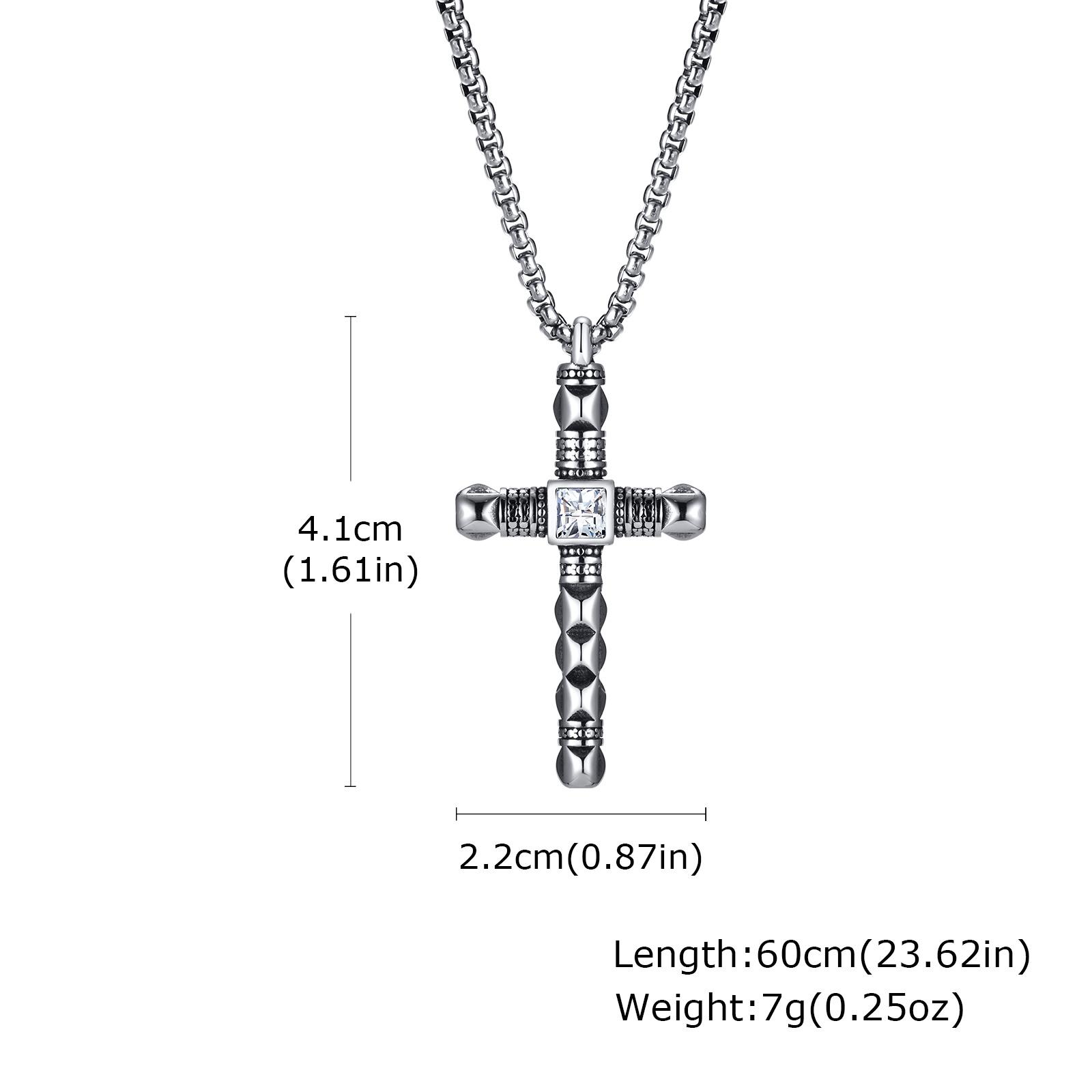 Vnox Gothic Crucifix Cross Necklace for Men, Stainless Steel Punk Christian Religion Faith Collar Gift for Him