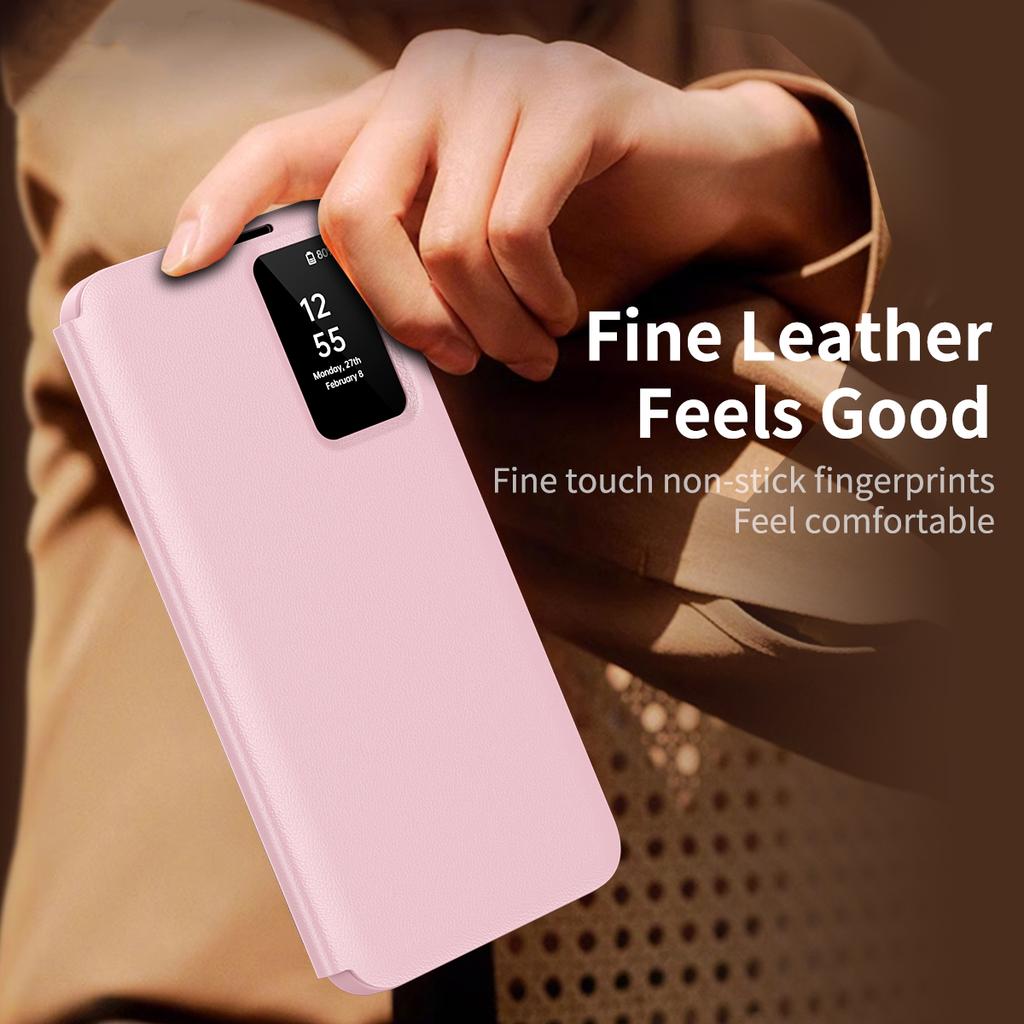 For Samsung Galaxy S25 Ultra Case Leather Phone Cover with View Window Card Slot