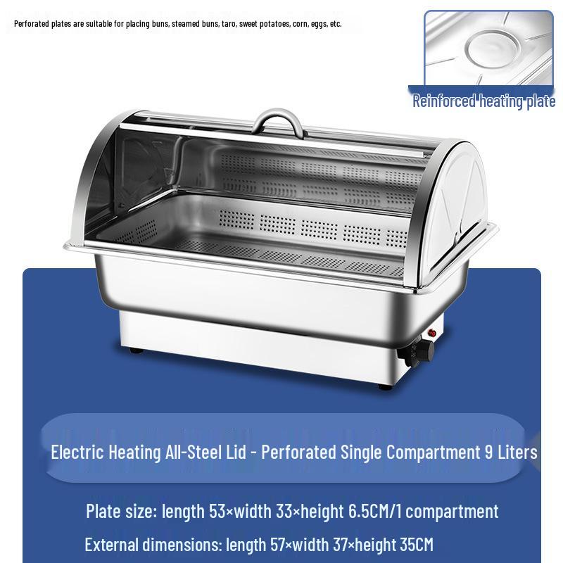 Stainless Steel Electric Chafing Dish with Visible Flip-Top for Buffet & Breakfast