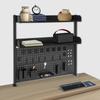 Pegboard Desktop Bookshelf, 2-Tier Desk Organizer W/ 16.5 Lbs Per Shelf Load Capacity, Black Multi-Purpose Countertop Organizer